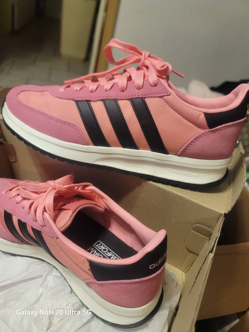 adidas Pink and Black Women's Cloudfoam Sneakers